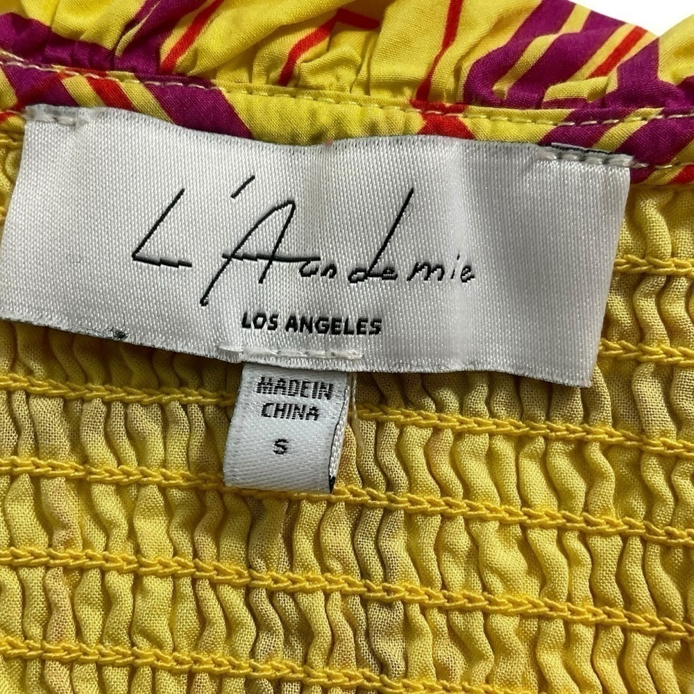 L’ Academie Los Angeles The Laci Crop Top In Yellow Plaid Size Small Side zip - Picture 7 of 9